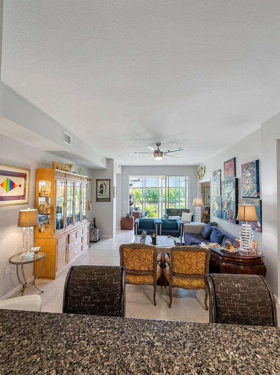 The same living room, now bright, clean and true to color.